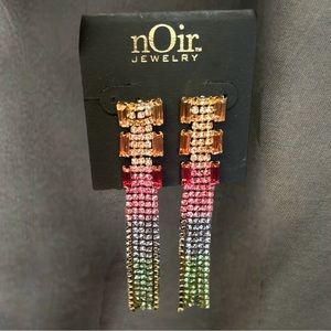 *NWT* nOir Earrings Fringe multicolor rainbow ombré Pride Cascade waterfall
